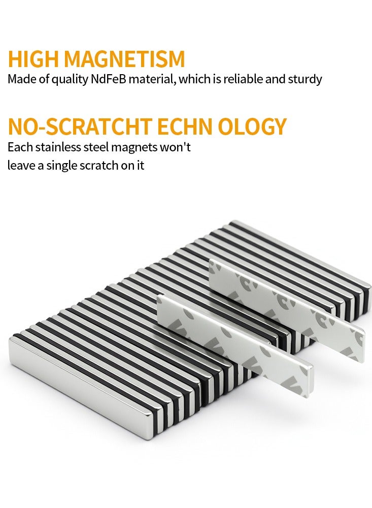 5Pcs 60x10x3mm Neodymium Magnet Strong Permanent Magnetic with Double-Sided Adhesive for DIY Fridge Decoration And Tidying 2.36X0.39X0.12inch - Image 3