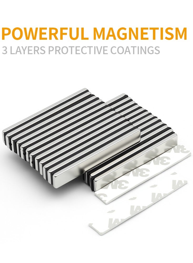 5Pcs 60x10x3mm Neodymium Magnet Strong Permanent Magnetic with Double-Sided Adhesive for DIY Fridge Decoration And Tidying 2.36X0.39X0.12inch - Image 5