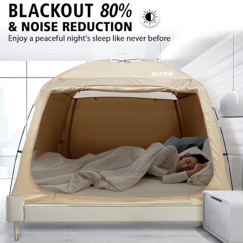RIYDH Bed Tent Bed Canopy Breathable 100% for Adult and Kids- Original Design Light Reduction 93% Sleeping Dream Tents Indoor Portable Big Space with String Light 3 Doors Twin Full Queen King Size - Image 2
