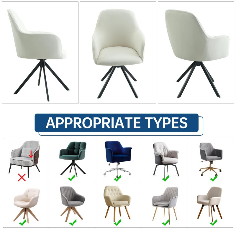 Iauddy Swivel Armchair Accent Dining Chair Cover for Office, Stretch Mid-Back Office Desk Chair Sliopcover Leisure Arm Chair Protector with arms for Living Room - Image 3