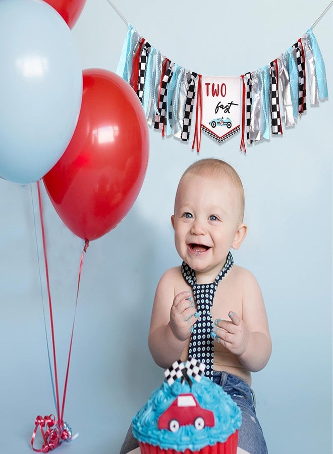 Agkvw Two Fast Race Car Birthday Banner - High Chair Decoration, Vintage Theme 2nd Birthday Decor, Retro Sign - Image 2