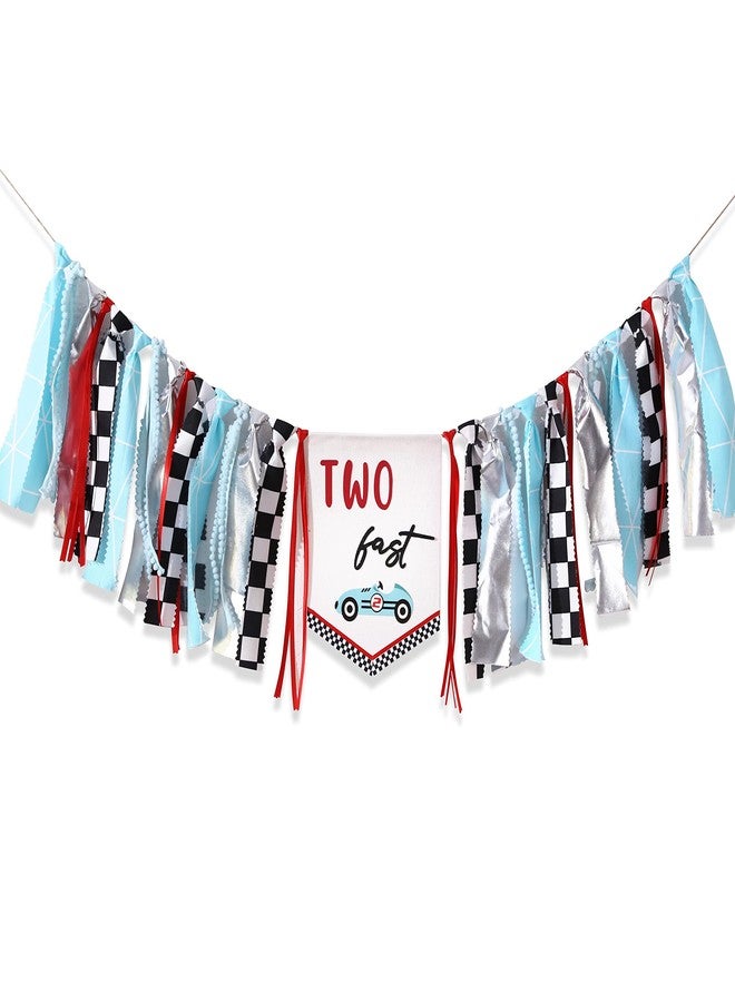 Agkvw Two Fast Race Car Birthday Banner - High Chair Decoration, Vintage Theme 2nd Birthday Decor, Retro Sign - Image 3