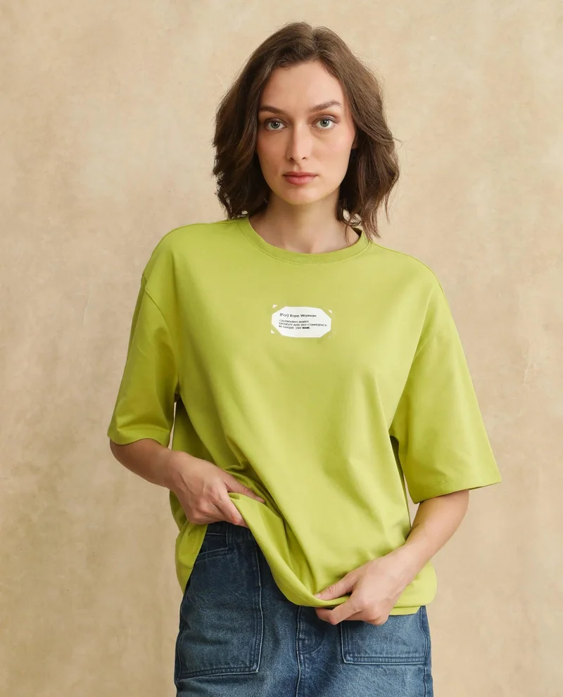 Rareism Women's Floral Printed Oversized T-Shirt