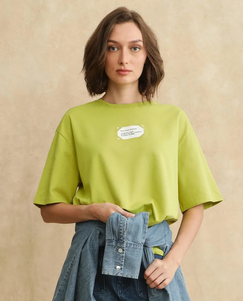 Rareism Women's Floral Printed Oversized T-Shirt