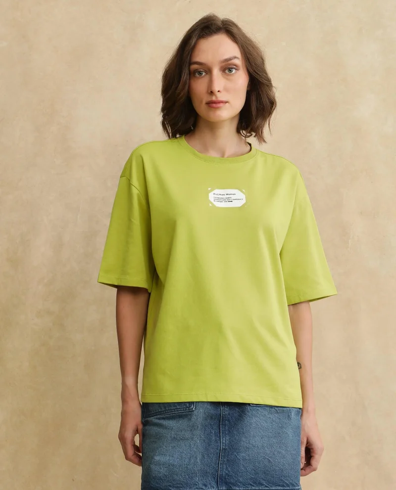 Rareism Women's Floral Printed Oversized T-Shirt