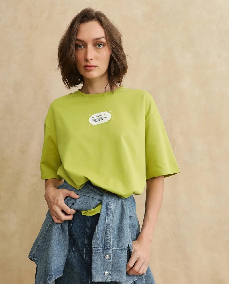 Rareism Women's Floral Printed Oversized T-Shirt