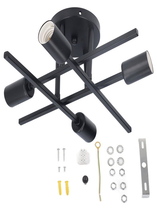 Modern Ceiling Light Fixture 4 Lights Semi Flush Mount Pendant Chandeliers E27 Black 110‑220V - Image 1