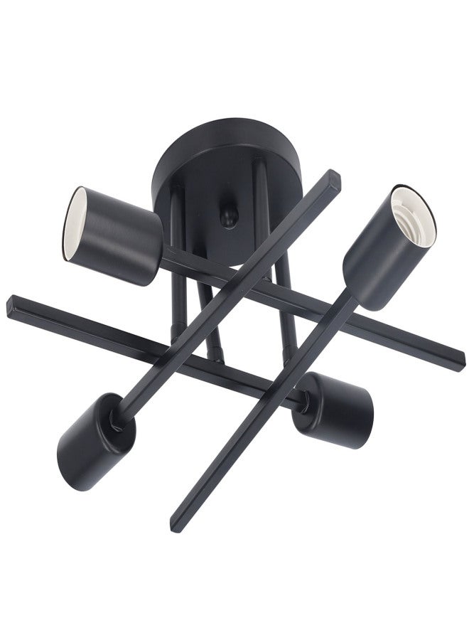 Modern Ceiling Light Fixture 4 Lights Semi Flush Mount Pendant Chandeliers E27 Black 110‑220V - Image 2