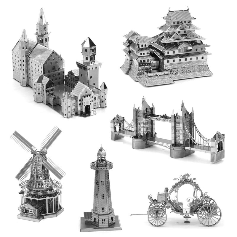 3D Stereo Metal Puzzle Building Series Eiffel Tower Lighthouse White House Sleeping Beauty Castle Assembly Model Birthday Gift - Image 2