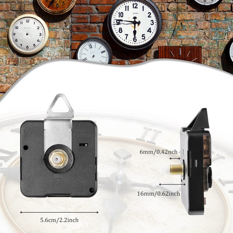 Mudder 6 Pieces High Torque Clock Movements Long Shaft Clock Movement Mechanism with 8 Different Pairs of Repair Parts for Design Replacement Repairing Accessories - Image 5