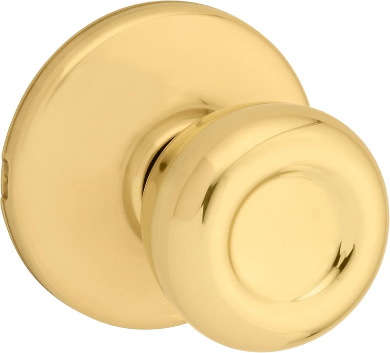 Kwikset Tylo Interior Passage Door Knob Handle For Closet and Hallway Doors NonLocking Doorknob in Polished Brass - Image 1