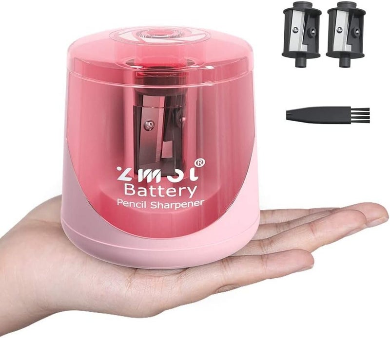 Zmol Battery Powered Electric Pencil Sharpener,Small Battery Operated Pencil Sharpeners Portable,Fast Sharpen, Suitable for No.2/Colored Pencils(6-8mm), School/Classroom/Office/Home Pink - Image 1