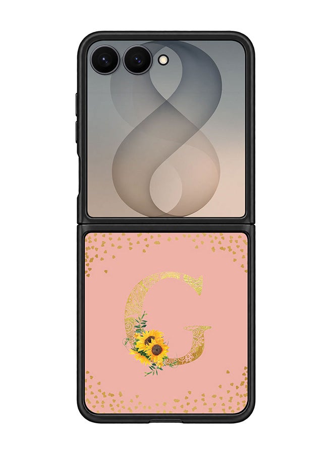 Stylizedd Rugged Case for Samsung Galaxy Z Flip8- Slim Fit Hybrid Rubber Cover Sunflower Monogram - G (Rose Pink)