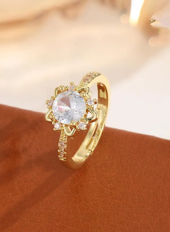 Take Two  Gold Tone Embellished Adjustable Ring for Women | Best Price UAE