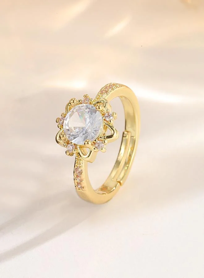 Take Two  Gold Tone Embellished Adjustable Ring for Women | Best Price UAE