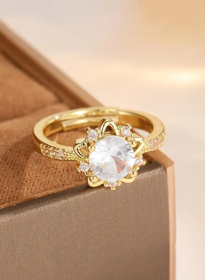 Take Two  Gold Tone Embellished Adjustable Ring for Women | Best Price UAE