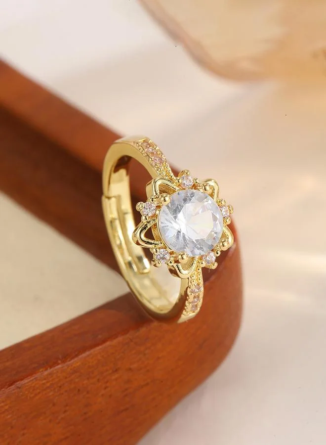 Gold Tone Embellished Adjustable Ring