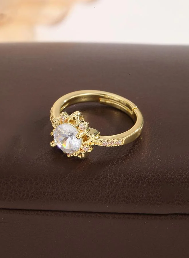 Take Two  Gold Tone Embellished Adjustable Ring for Women | Best Price UAE