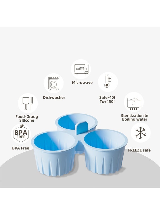 هومستر قوالب عضة البيض السيليكون - قابلة لإعادة الاستخدام غير اللاصقة 3 أكواب الهواء القالي القالب البيض ، قوالب البيض السيليكون مثالية للكعك ، الكعك ، الفطائر ، الخبز - Image 1