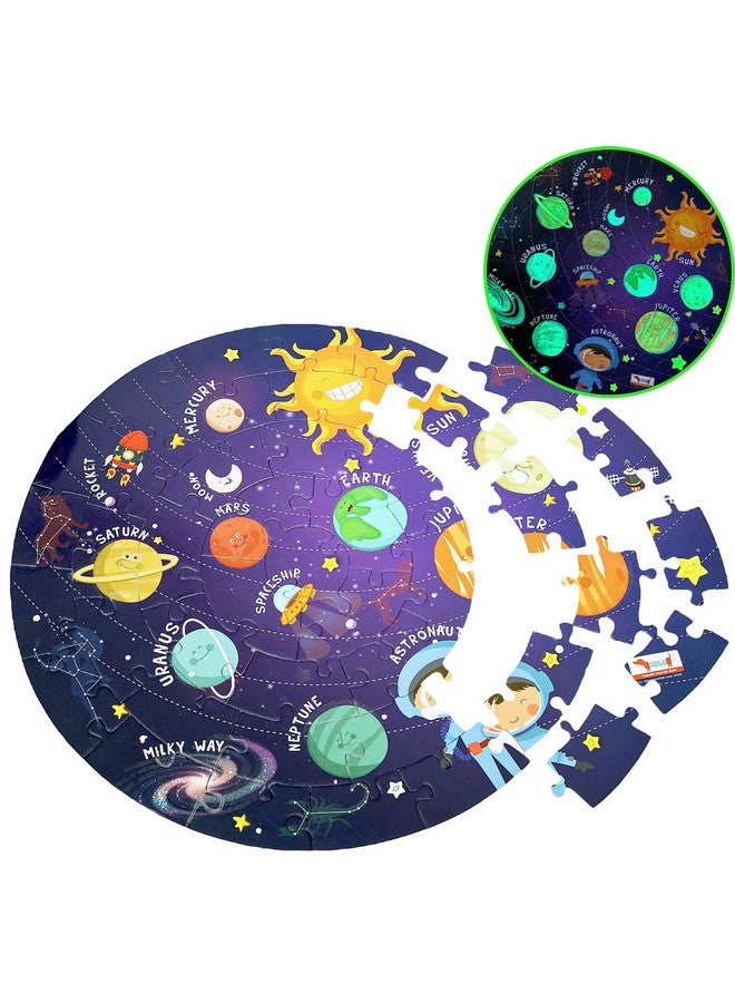 COCOMOCO KIDS Solar System Puzzle 42 Pcs - Glow In The Dark - Educational Toy - Space Puzzles For Kids Ages 2-6 Year Old Boys Girls Return Gift Jigsaw Puzzles Of Planets, Universe (Single Pack) - Image 1