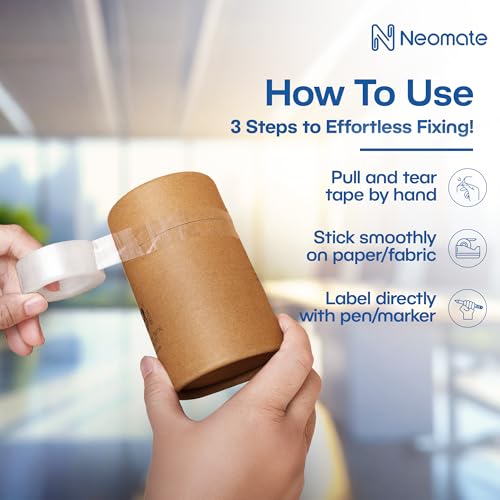 Neomate Magic Tape with Refillable Dispenser | 1.9cm x 25.4m | Invisible, Writable, Hand-Tearable for School, Home, and Office Use - Image 4