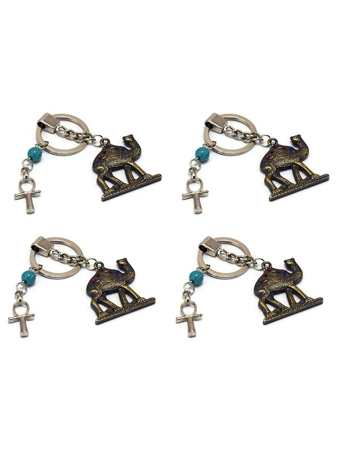 immatgar 4 pieces of  immatgar pharaonic Camel keychain key ring ancient Egyptian souvenirs gifts for women and men from egypt (Burnt Yellow with ankh key) 