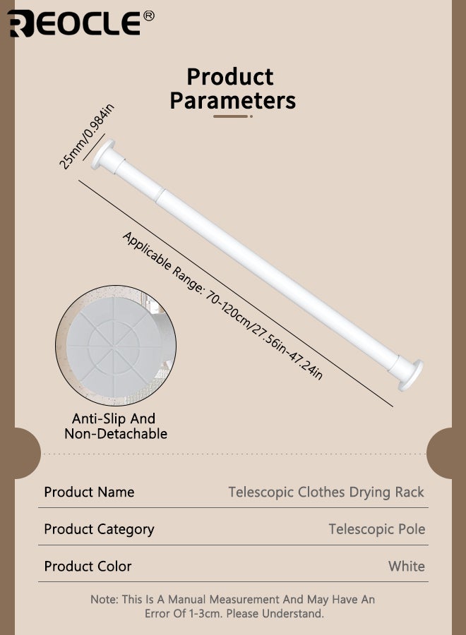 REOCLE 2PCS Adjustable Metal Telescopic Rod No Drilling Required Durable Spring Rod Easy Installation Stainless Steel Stick  for Clothes Drying Suitable for Bathroom Living Room Bedroom - Image 2