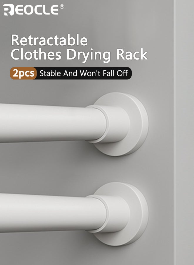 REOCLE 2PCS Adjustable Metal Telescopic Rod No Drilling Required Durable Spring Rod Easy Installation Stainless Steel Stick  for Clothes Drying Suitable for Bathroom Living Room Bedroom - Image 1
