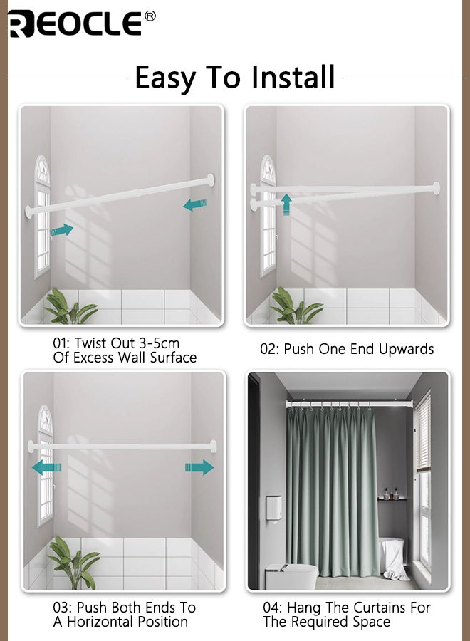 REOCLE 2PCS Adjustable Metal Telescopic Rod No Drilling Required Durable Spring Rod Easy Installation Stainless Steel Stick  for Clothes Drying Suitable for Bathroom Living Room Bedroom - Image 5
