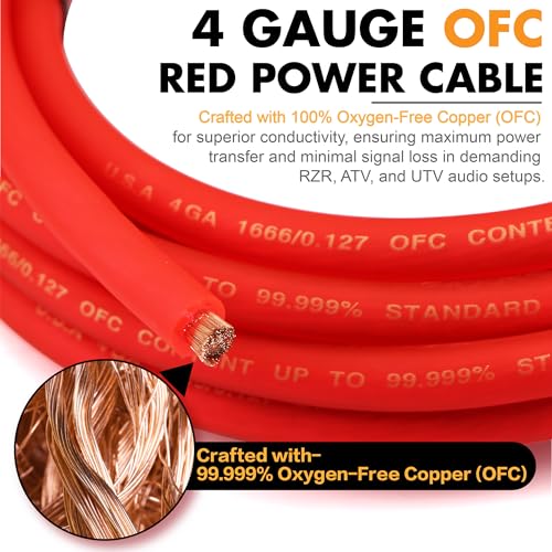Welugnal 4 Gauge OFC Car Amplifier Wiring Kit 3000W - Fits Most Standard Amp Terminals | Complete with All Cables for Power, Ground, RCA & Speakers | Ideal for Car Stereo & Sub Upgrades - Image 2