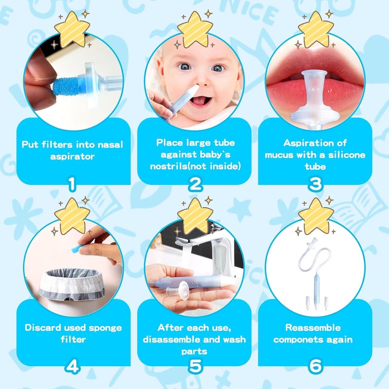 RDUNF Baby Nasal Aspirator with 25 Hygiene Filters Soft Silicone Tips Nose Cleaning Tweezer for Infants and Toddlers - Image 5