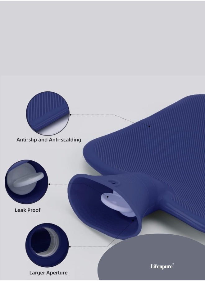Lifenpure Lifenpure™ Hot Water Bag 2 Liter with Knit Cover Dark Blue  - Image 3