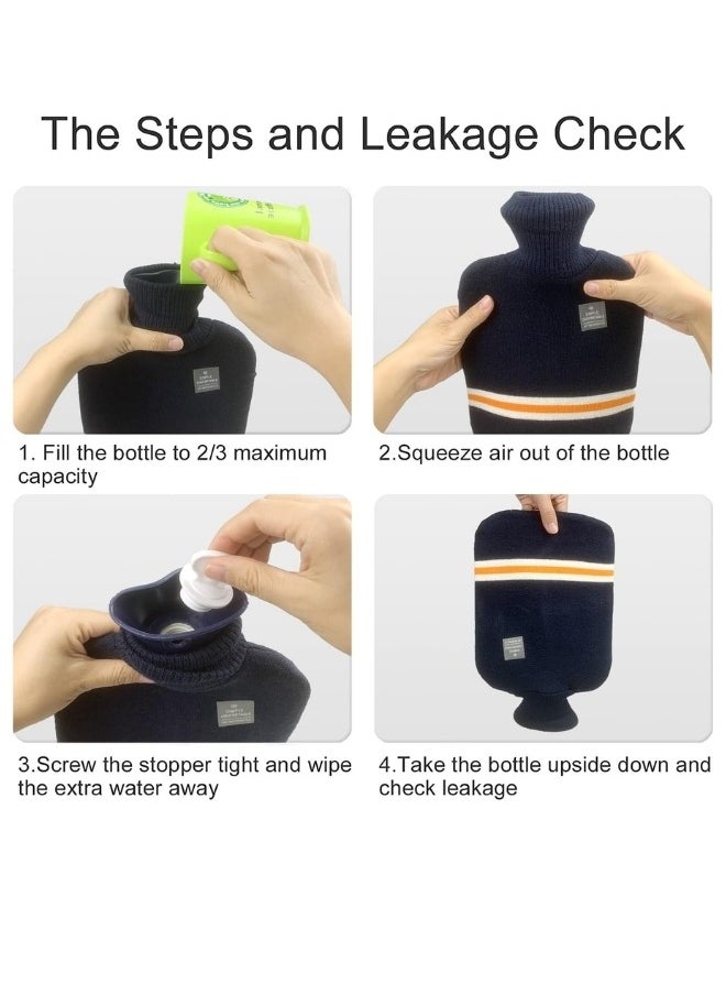 Lifenpure - Lifenpure™ Hot Water Bag 2 Liter with Knit Cover Dark Blue - Image 1