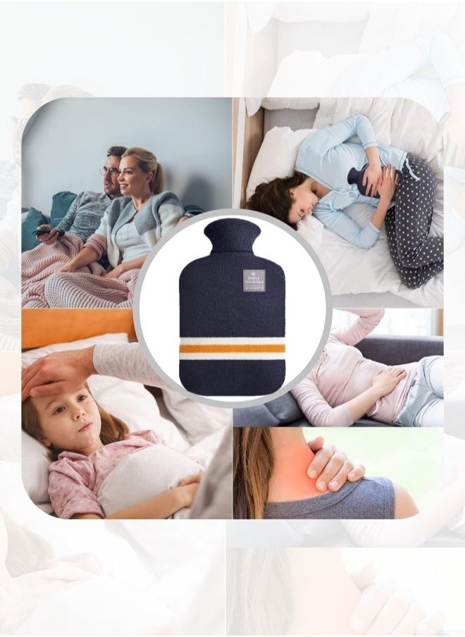 Lifenpure - Lifenpure™ Hot Water Bag 2 Liter with Knit Cover Dark Blue - Image 1