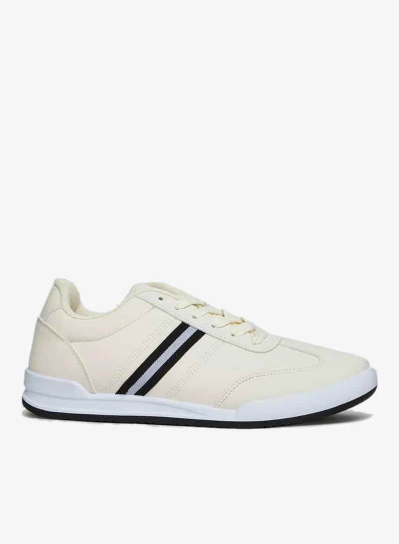 Styli Men Beige Lace-Up Sneakers