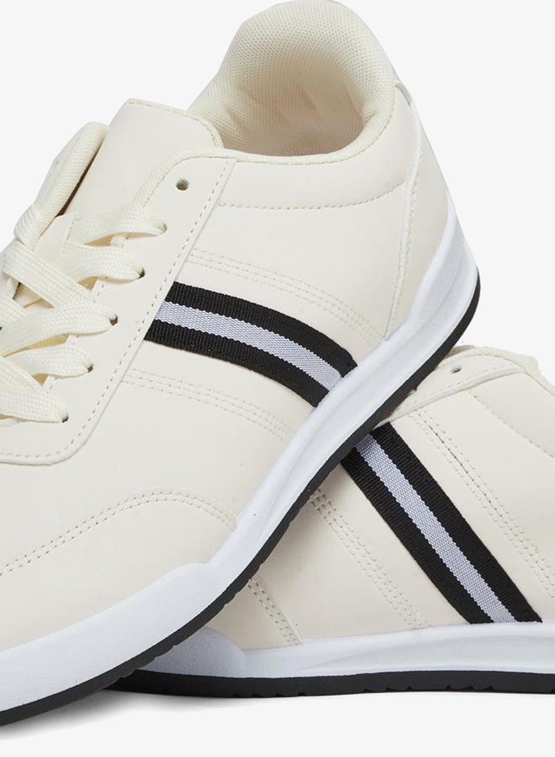 Styli Men Beige Lace-Up Sneakers - Image 3
