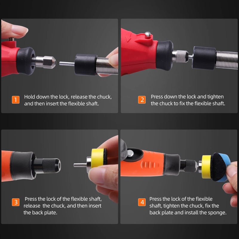 SPTA Mini Buffing Polishing Pads, 30Pcs Mini Detail Polisher Pads Use On Rotary Tools, Cordless Electric Drill, Polisher Tool for Tight Area Detailing Polishing, for Polisher -SP-DP030USA - Image 3