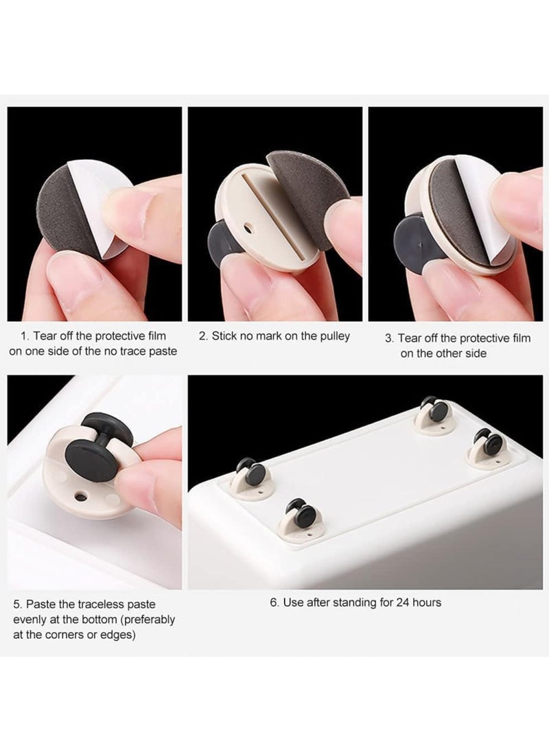 Fresh 4PCS Self Adhesive Wheels Caster Heavy Duty Paste Type Universal Pulley Castors Mini Swivel Caster Wheels with 360 Degree Rotation for Furniture Storage Boxes Cabinet Drawer Trash