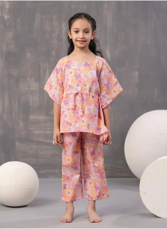 sanskrutihomes Floral Print Kaftan & Pyjama Set by Styli