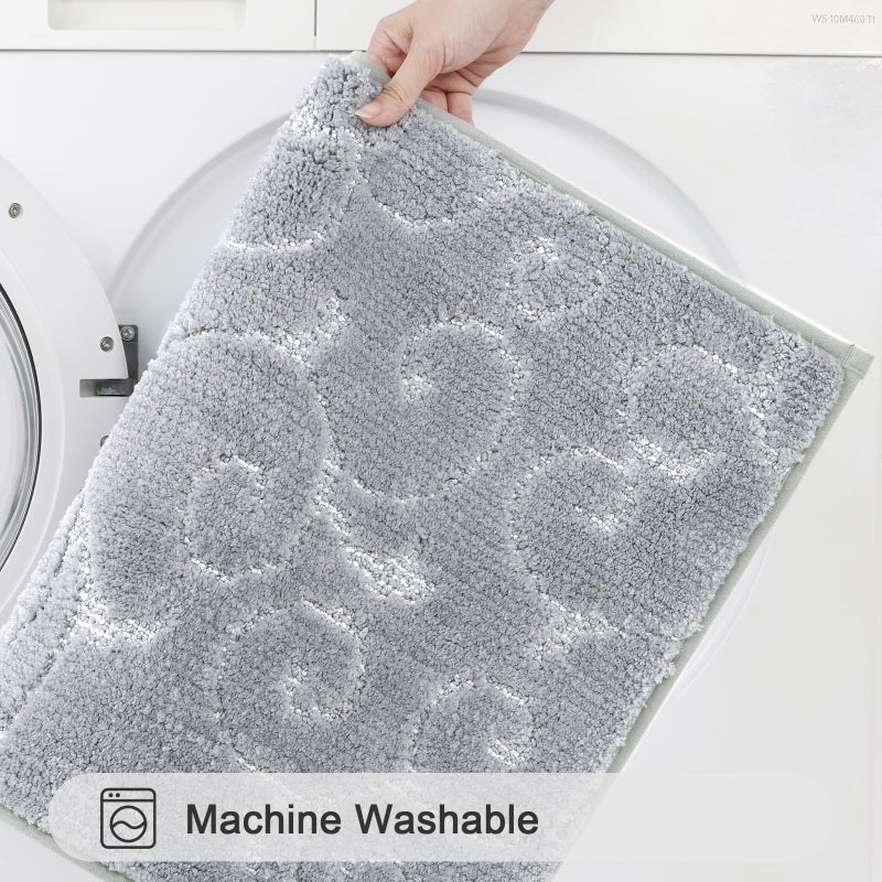 HEBE RUGS HEBE Bathroom Rug Sets 3 Piece Non Slip Bathroom Shower Rugs with U-Shaped Contour Toilet Mat Absorbent Microfiber Bath Mats for Bathroom Bath Rugs Washable Shaggy Bathroom Floor Carpet - Image 4