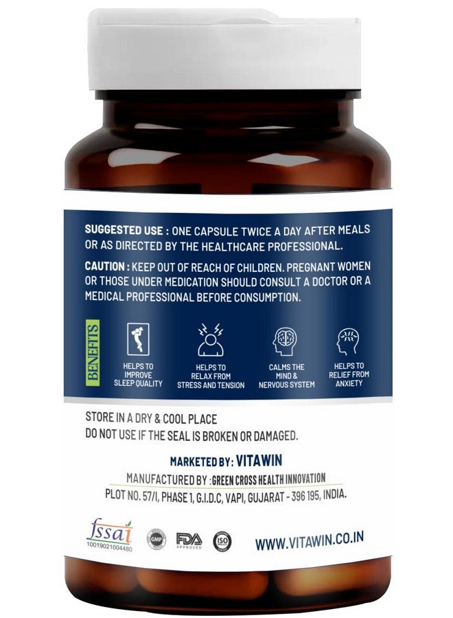 VitaWin Nap For Sleep Wellness & Stress Relief, Natural Herbal, 500 mg, Veg - 60 Capsules, Nutrition supplement - Image 2