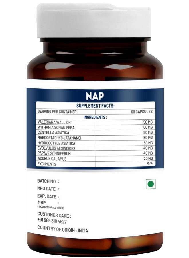 VitaWin Nap For Sleep Wellness & Stress Relief, Natural Herbal, 500 mg, Veg - 60 Capsules, Nutrition supplement - Image 3