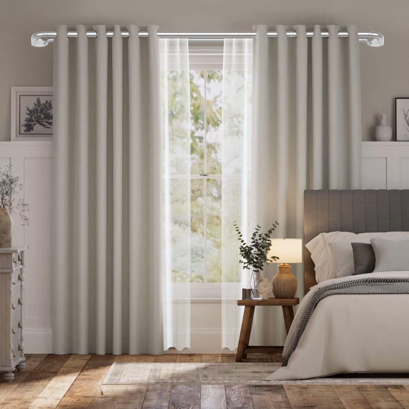 HOTOZON Double Curtain Rods 32 to 58 Inches, HOTOZON Blackout Double Curtain Rods for Windows 20 to 54 Inches (1.6-4.5 ft), 6/8 Inches Wrap Around Room Darkening Telescoping Drapery Rod, Silver - Image 5