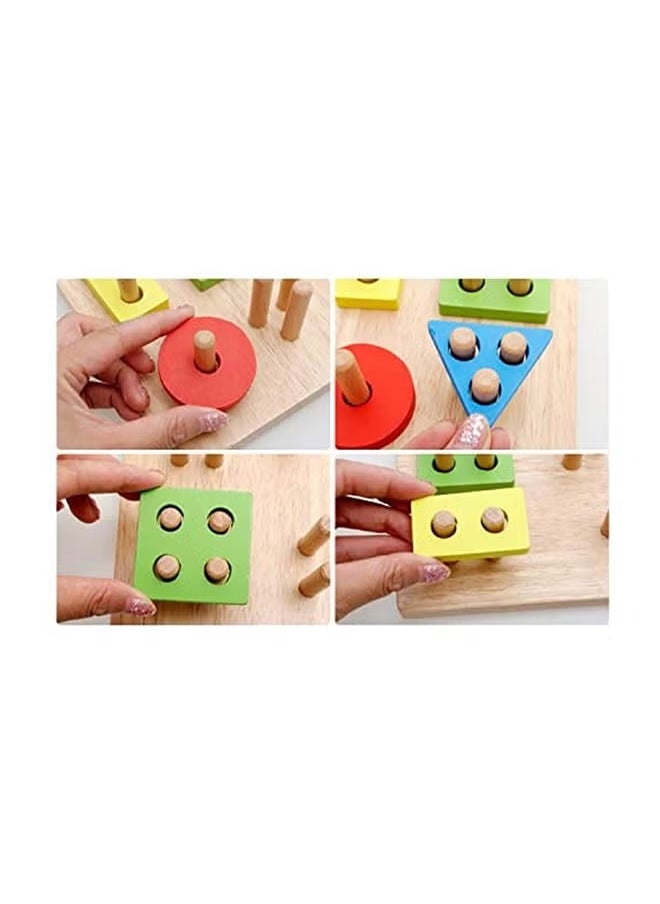 ORiTi - 17 Pieces Geometry Shape Match Toys Cm Detachable And Removable Blocks For Upto 12 Months Age Group Kids 12x12x10cm - Image 1