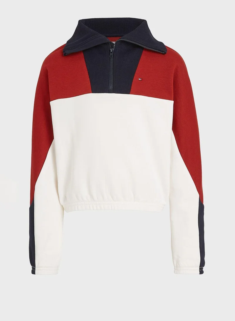TOMMY HILFIGER Youth Colorblock Half Zip Sweatshirt
