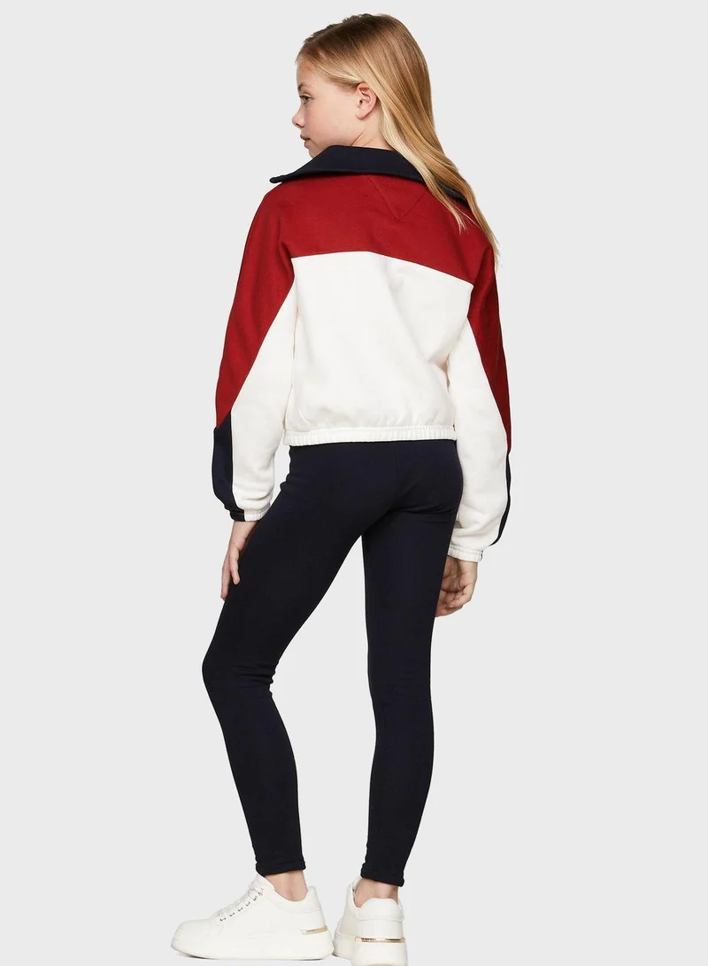 TOMMY HILFIGER Youth Colorblock Half Zip Sweatshirt