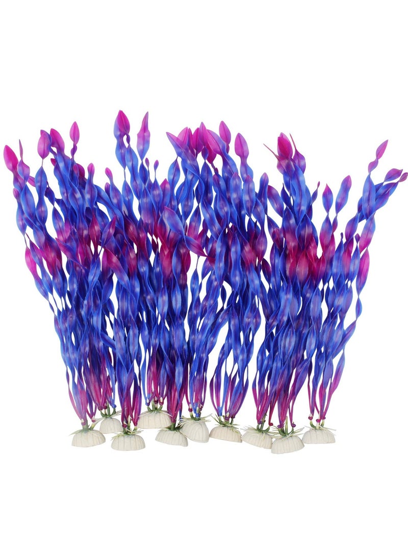 Artificial Seaweed Water Plants for Aquarium Plastic Fish Tank Plant Decorations 10 PCS (Purple) - Image 1
