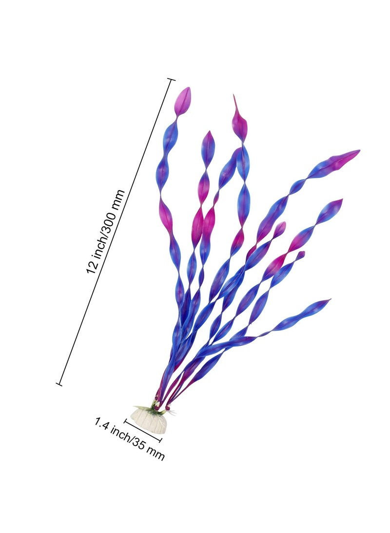 Artificial Seaweed Water Plants for Aquarium Plastic Fish Tank Plant Decorations 10 PCS (Purple) - Image 2