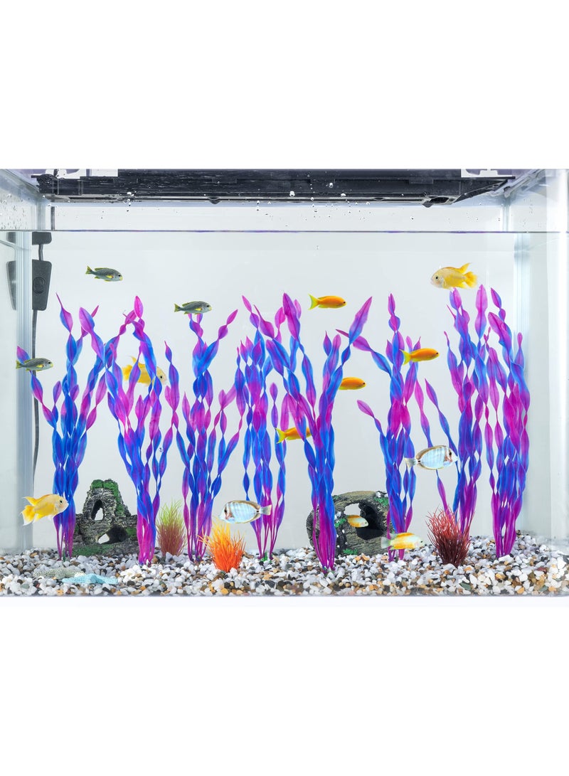 Artificial Seaweed Water Plants for Aquarium Plastic Fish Tank Plant Decorations 10 PCS (Purple) - Image 5