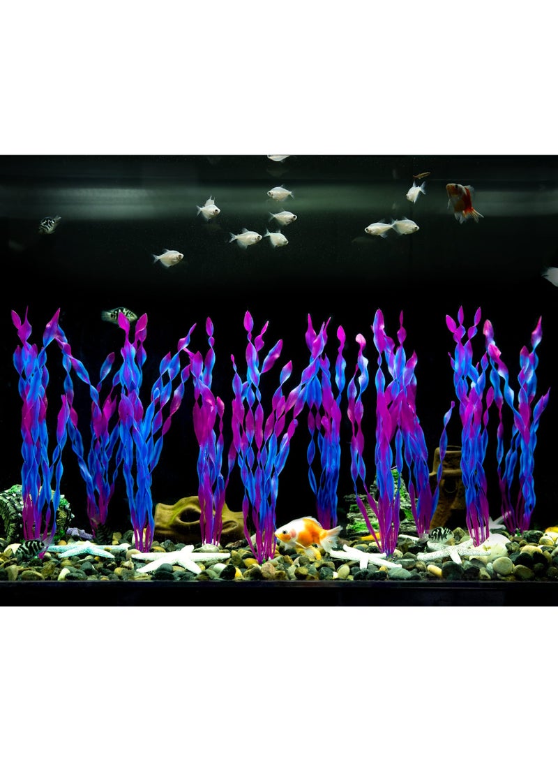 Artificial Seaweed Water Plants for Aquarium Plastic Fish Tank Plant Decorations 10 PCS (Purple) - Image 4
